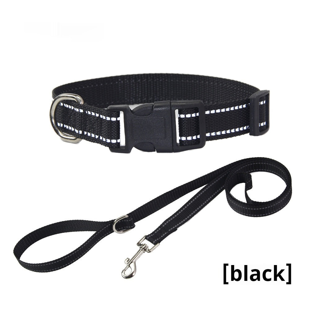 KFX-1059133 Reflective Striped Dog Collar with Outdoor Rope - Multiple Colors Available
