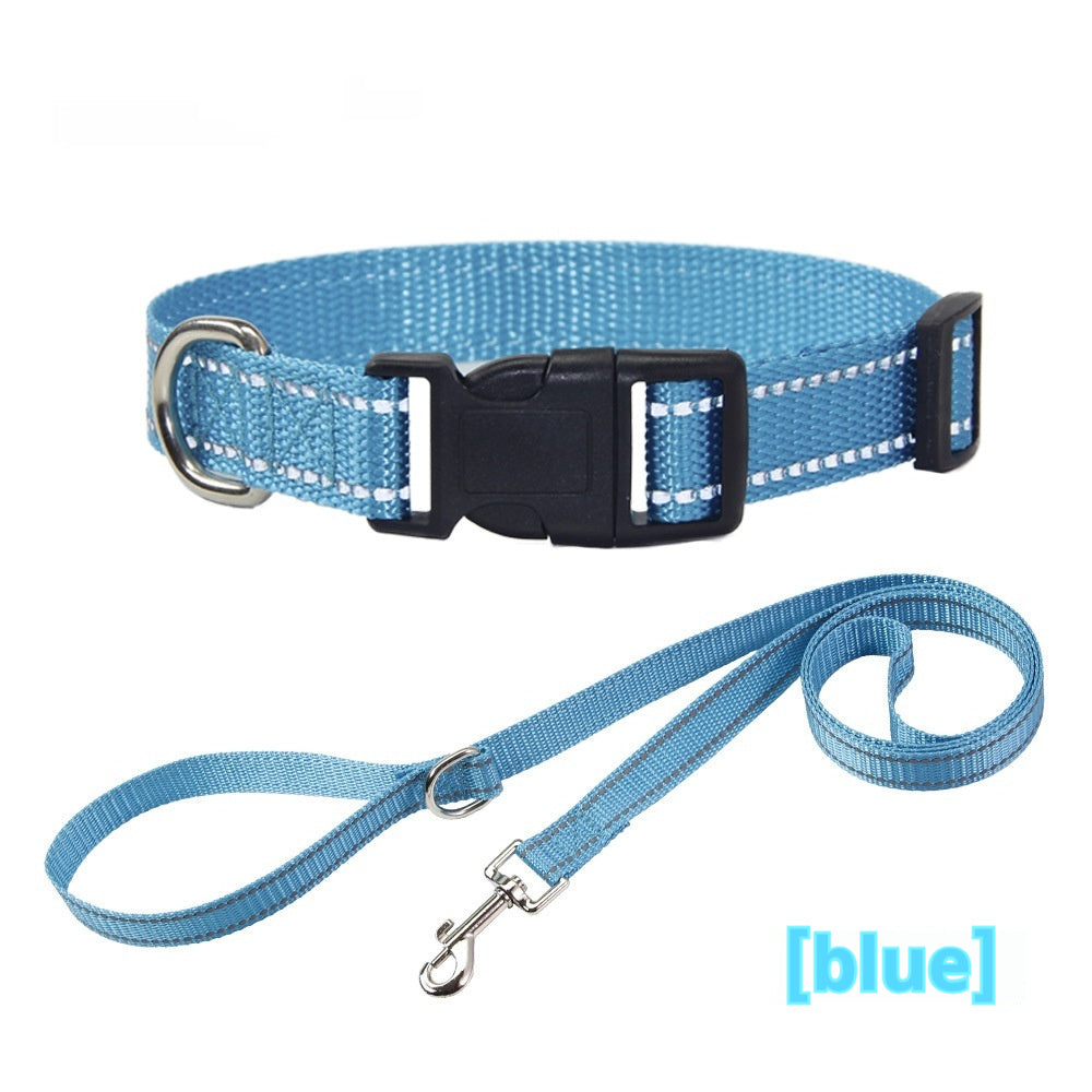 KFX-1059133 Reflective Striped Dog Collar with Outdoor Rope - Multiple Colors Available