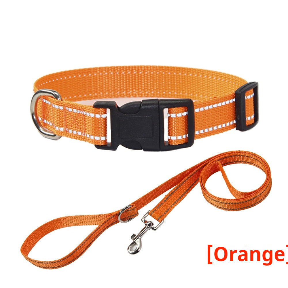 KFX-1059133 Reflective Striped Dog Collar with Outdoor Rope - Multiple Colors Available