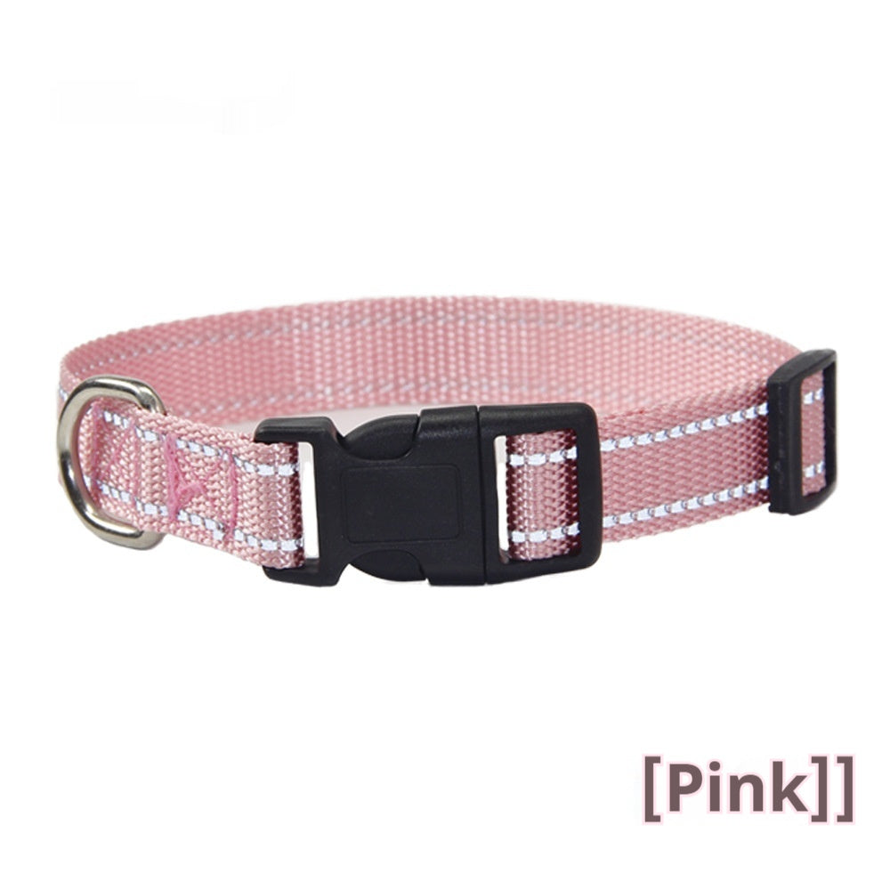 KFX-1059133 Reflective Striped Dog Collar with Outdoor Rope - Multiple Colors Available