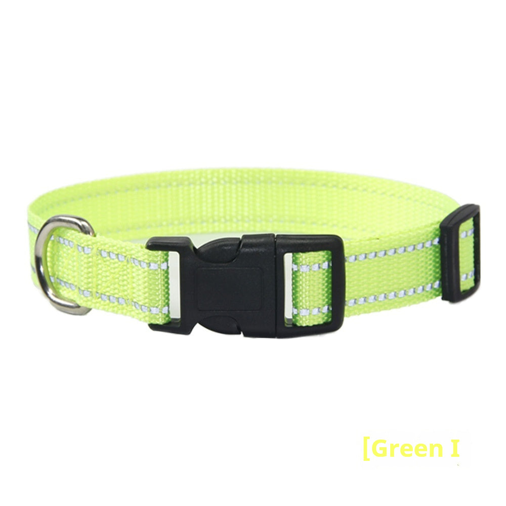 KFX-1059133 Reflective Striped Dog Collar with Outdoor Rope - Multiple Colors Available