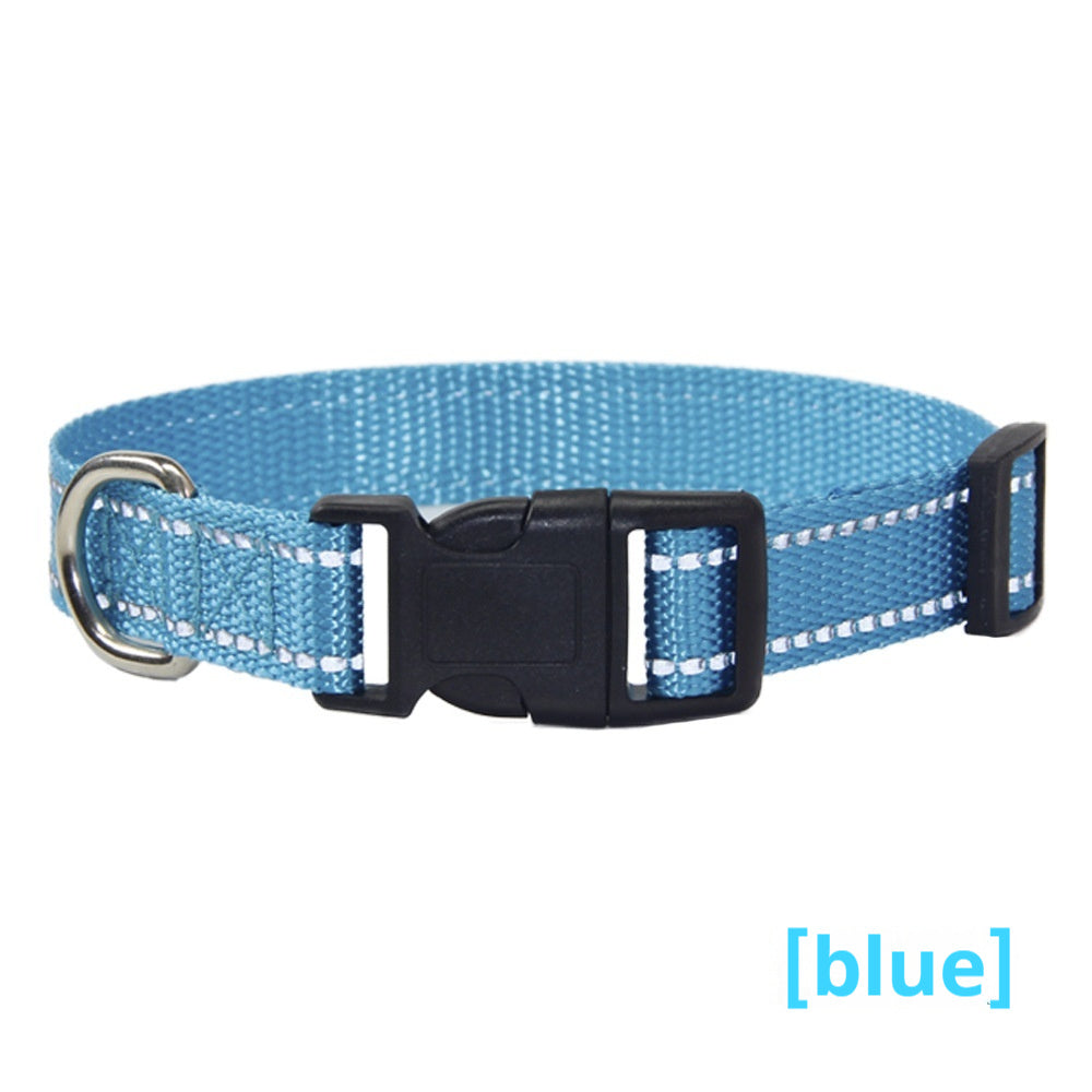 KFX-1059133 Reflective Striped Dog Collar with Outdoor Rope - Multiple Colors Available
