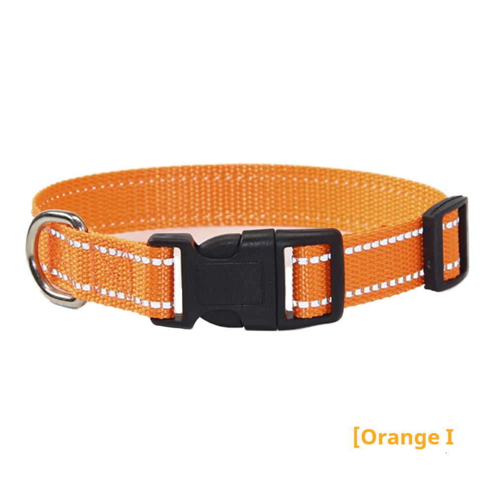 KFX-1059133 Reflective Striped Dog Collar with Outdoor Rope - Multiple Colors Available