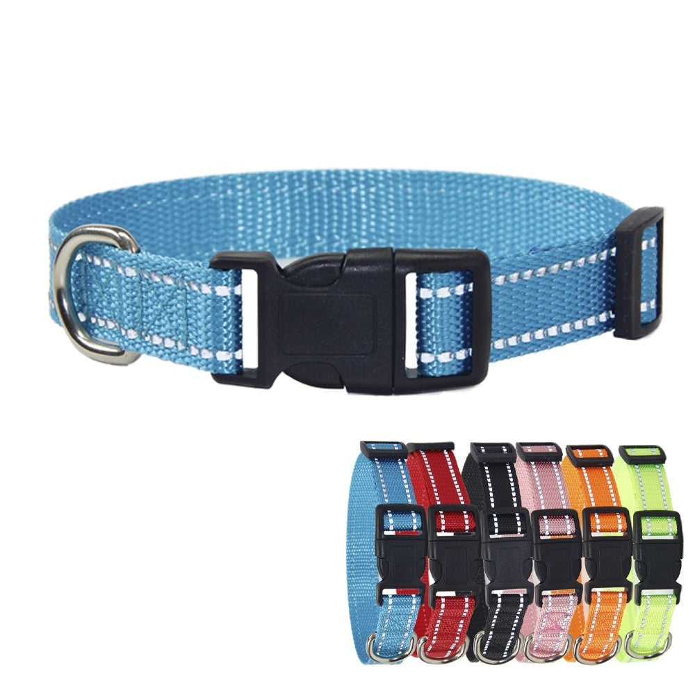 KFX-1059133 Reflective Striped Dog Collar with Outdoor Rope - Multiple Colors Available