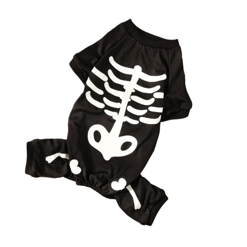KFX-1059901 Luminous Skull Bones Halloween Pet Clothing for Four-Legged Friends in Milk Silk Fabric
