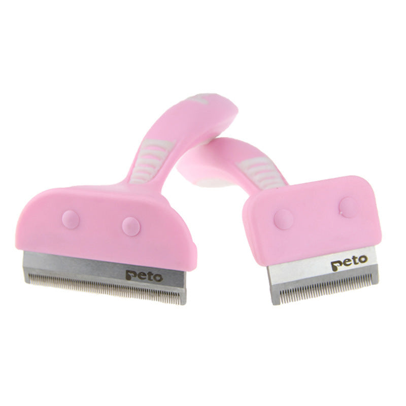 KFX-1060925 Pet Hair Removal Comb for Cats and Dogs - Plastic Brush with Medium & Large Sizes in Black and Pink Handles