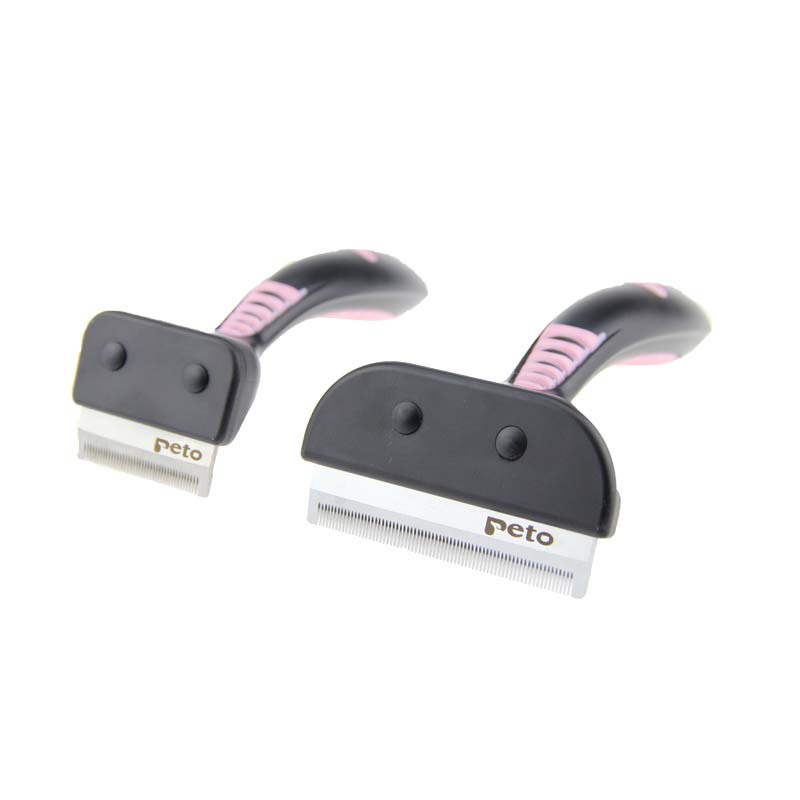 KFX-1060925 Pet Hair Removal Comb for Cats and Dogs - Plastic Brush with Medium & Large Sizes in Black and Pink Handles