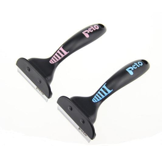 KFX-1060925 Pet Hair Removal Comb for Cats and Dogs - Plastic Brush with Medium & Large Sizes in Black and Pink Handles