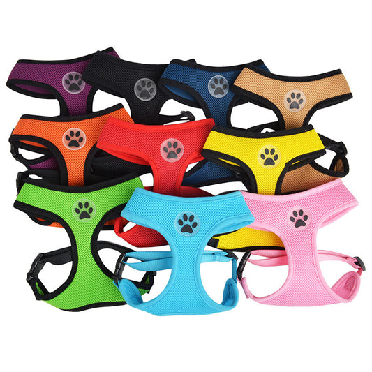 KFX-1064381 Breathable Mesh Pet Chest Harness with Adjustable Traction Rope - Multiple Colors & Sizes Available