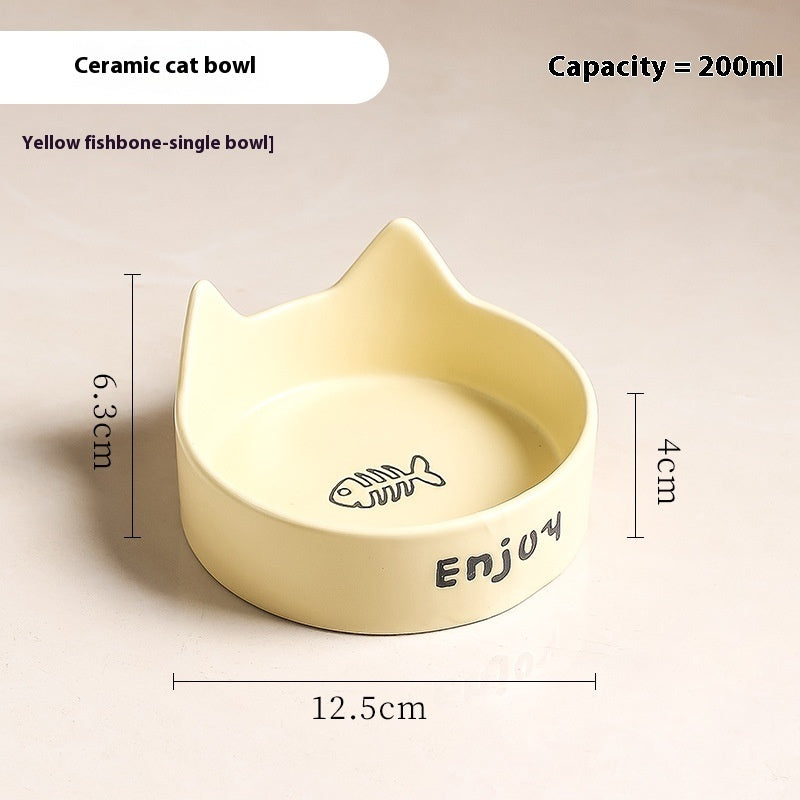 KFX-1065277 2-in-1 Cat Bowl Set with Wooden Frame – Dual Feeding Design for Cats, Various Colors Available