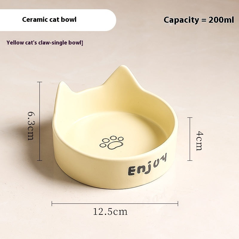 KFX-1065277 2-in-1 Cat Bowl Set with Wooden Frame – Dual Feeding Design for Cats, Various Colors Available