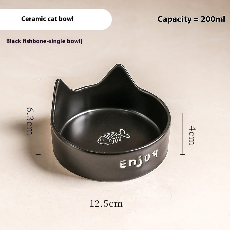 KFX-1065277 2-in-1 Cat Bowl Set with Wooden Frame – Dual Feeding Design for Cats, Various Colors Available