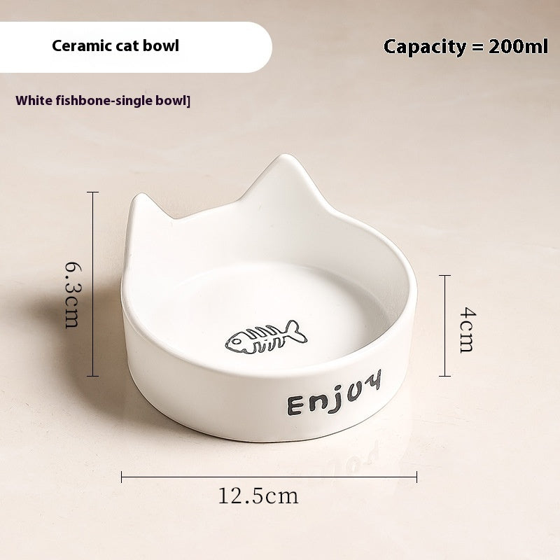 KFX-1065277 2-in-1 Cat Bowl Set with Wooden Frame – Dual Feeding Design for Cats, Various Colors Available