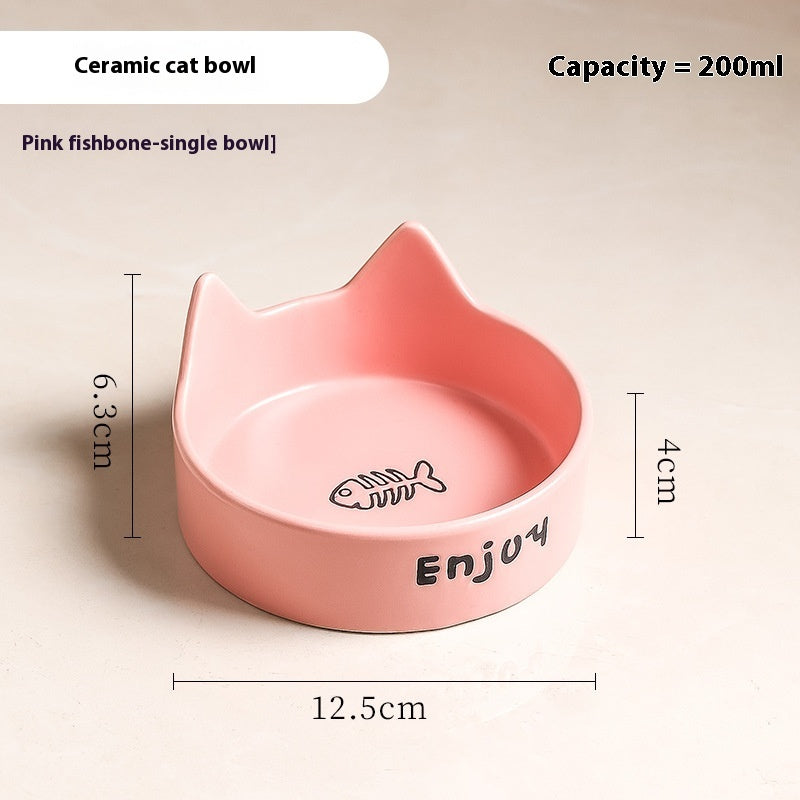 KFX-1065277 2-in-1 Cat Bowl Set with Wooden Frame – Dual Feeding Design for Cats, Various Colors Available