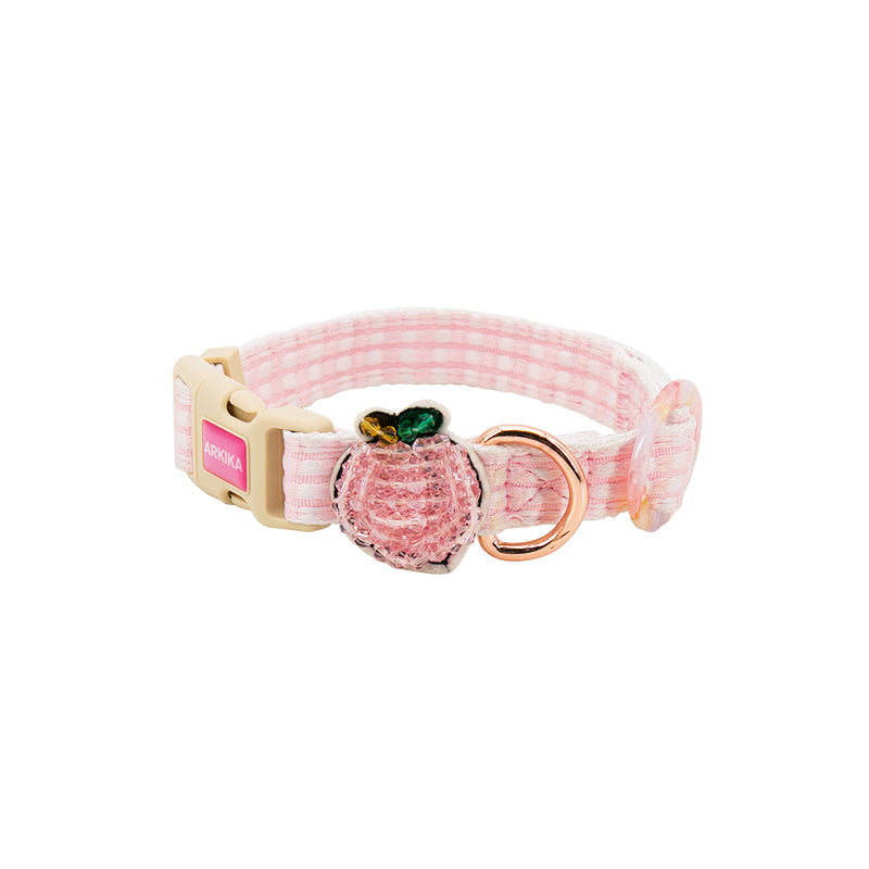 KFX-1070653 Stylish Flower and Fruit Pattern Pet Leash and Harness Set in Pineapple Yellow and Peach Powder