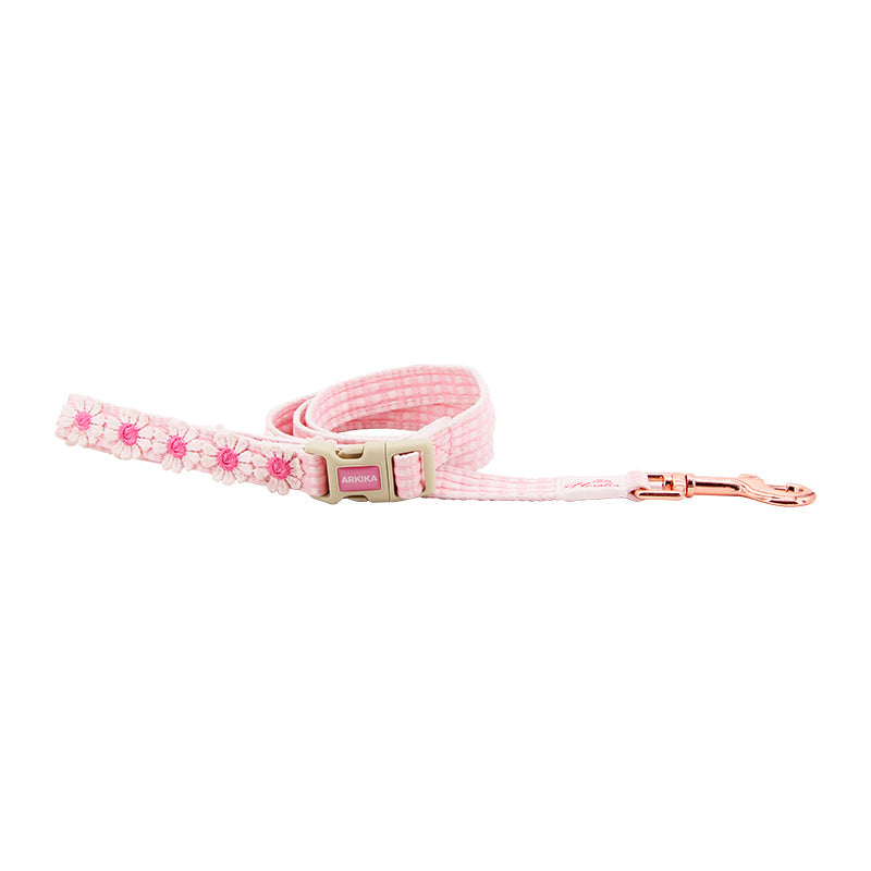 KFX-1070653 Stylish Flower and Fruit Pattern Pet Leash and Harness Set in Pineapple Yellow and Peach Powder