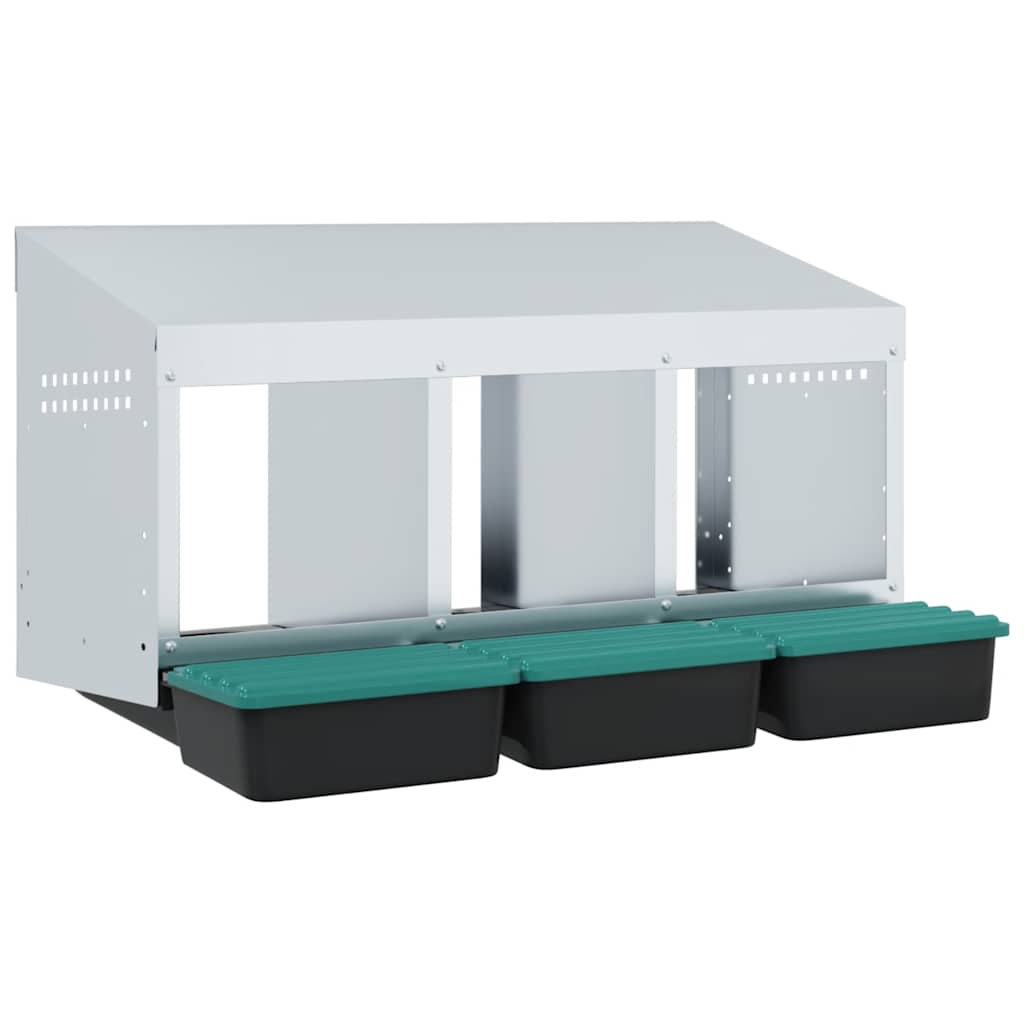 KFX-1072445 Wall-Mounted Chicken Nesting Box with 3 Compartments - Galvanized Steel Construction