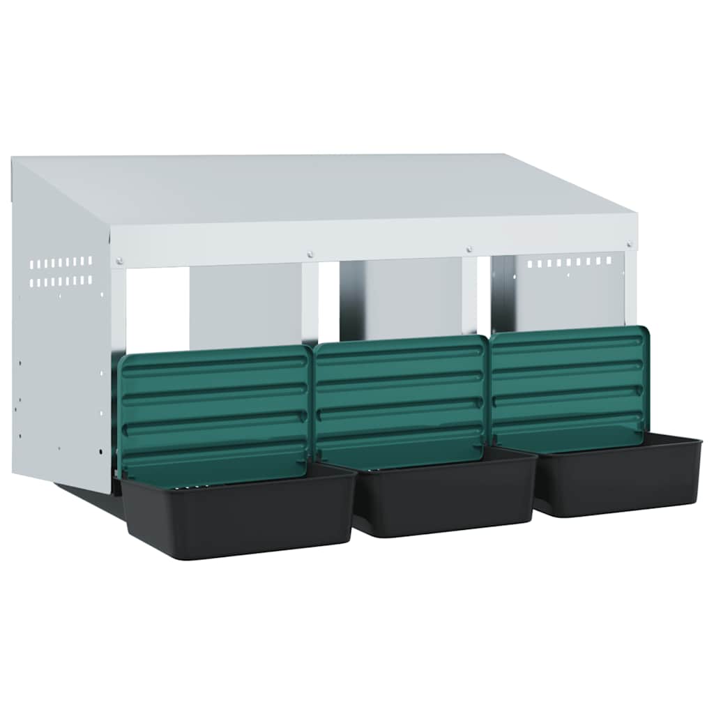 KFX-1072445 Wall-Mounted Chicken Nesting Box with 3 Compartments - Galvanized Steel Construction