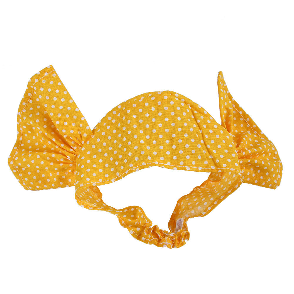 KFX-1075645 Pet Headdress Turban Hat for All Seasons - Available in Blue, Yellow, and Pink Dots