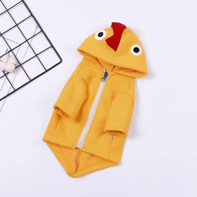 KFX-1078973 Dinosaur-Themed Cotton and Velvet Pet Clothing in Yellow, Green, Wine Red - Sizes XS to XXL