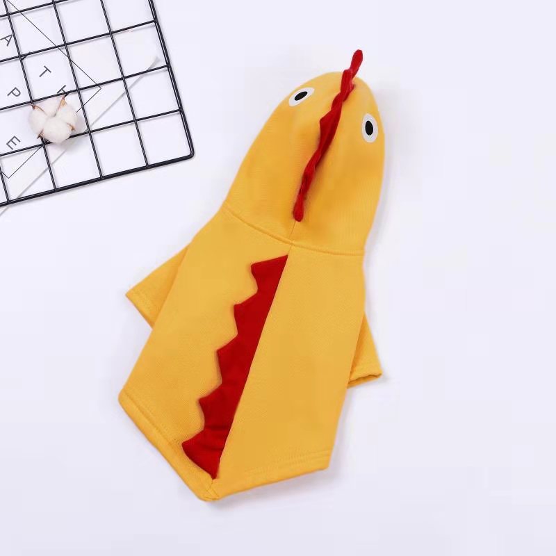 KFX-1078973 Dinosaur-Themed Cotton and Velvet Pet Clothing in Yellow, Green, Wine Red - Sizes XS to XXL