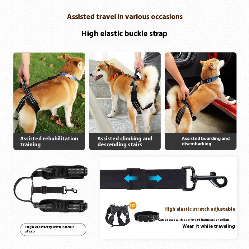 KFX-1080381 Adjustable Auxiliary Strap for Pet Rehabilitation - Black Polyester Design