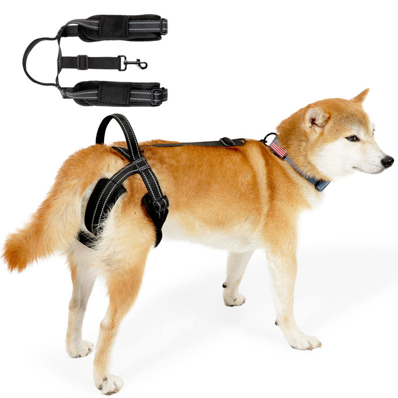KFX-1080381 Adjustable Auxiliary Strap for Pet Rehabilitation - Black Polyester Design