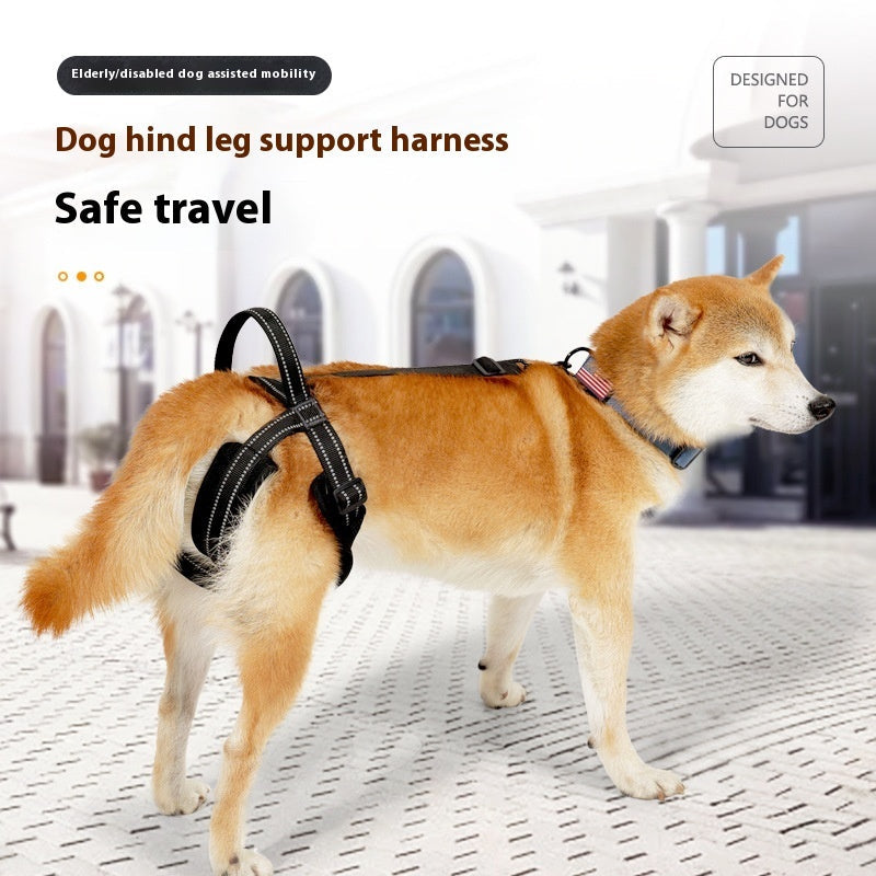 KFX-1080381 Adjustable Auxiliary Strap for Pet Rehabilitation - Black Polyester Design