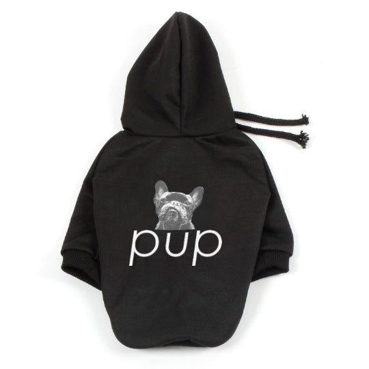 KFX-1081661 Cotton Black Dog Hoodie in Various Sizes - Stylish Ins-Style Pet Clothing