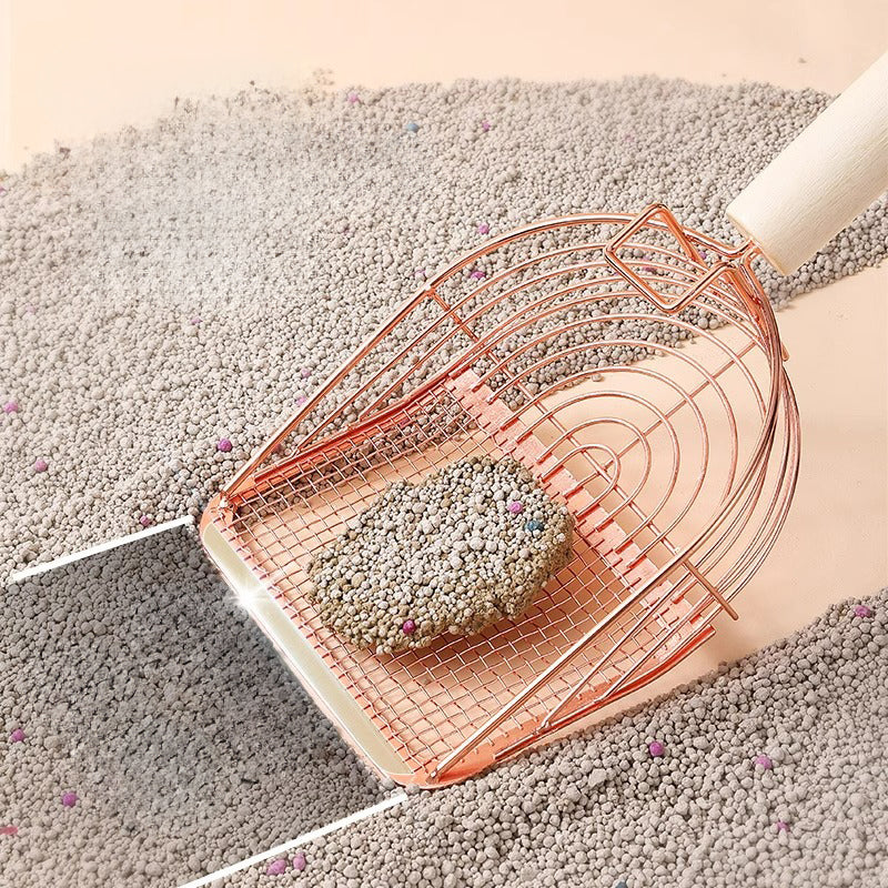 KFX-1082045 Stainless Steel Cat Litter Scoop with Comfortable Grip and Long Handle