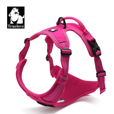 KFX-1085629 Reflective Padded Nylon Dog Harness with Adjustable Straps and Dual Leash Attachment Points