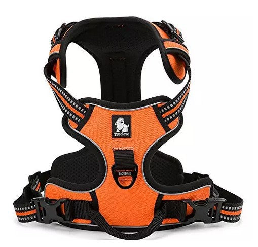 KFX-1085629 Reflective Padded Nylon Dog Harness with Adjustable Straps and Dual Leash Attachment Points