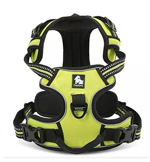 KFX-1085629 Reflective Padded Nylon Dog Harness with Adjustable Straps and Dual Leash Attachment Points
