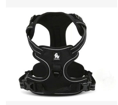 KFX-1085629 Reflective Padded Nylon Dog Harness with Adjustable Straps and Dual Leash Attachment Points