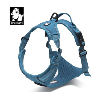 KFX-1085629 Reflective Padded Nylon Dog Harness with Adjustable Straps and Dual Leash Attachment Points