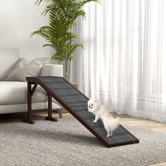 KFX-1087805 Pet Ramp for Dogs and Cats with Non-Slip Carpet, Platform, and Durable Pine Wood Construction, 74" x 16" x 25"