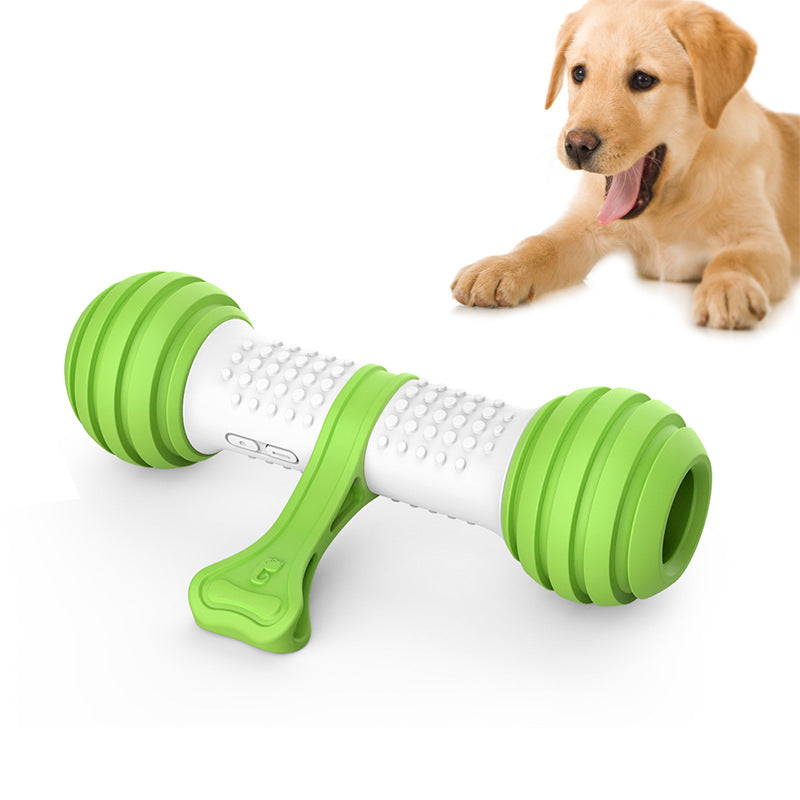 KFX-1087933 Electric Automatic Dog Toy - Happy Bone Design, TPR-ABS Material, Green Color, Anti-Boring Fun