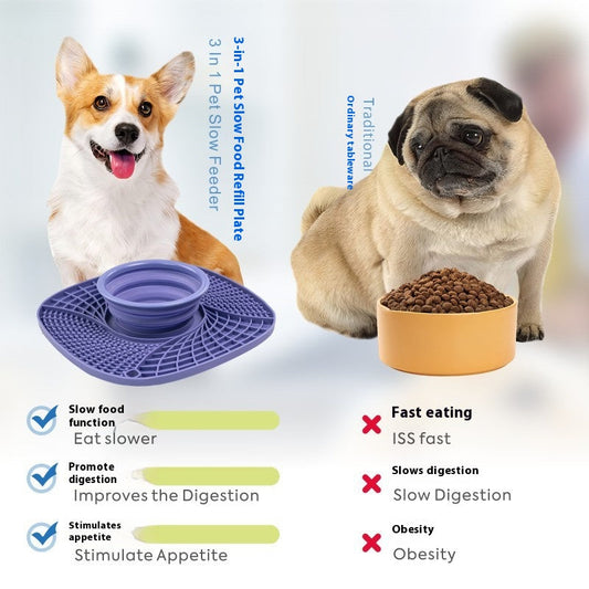 KFX-1088317 Silicone Folding Dog Snack Placemat - Slow Feed Design in Multiple Colors