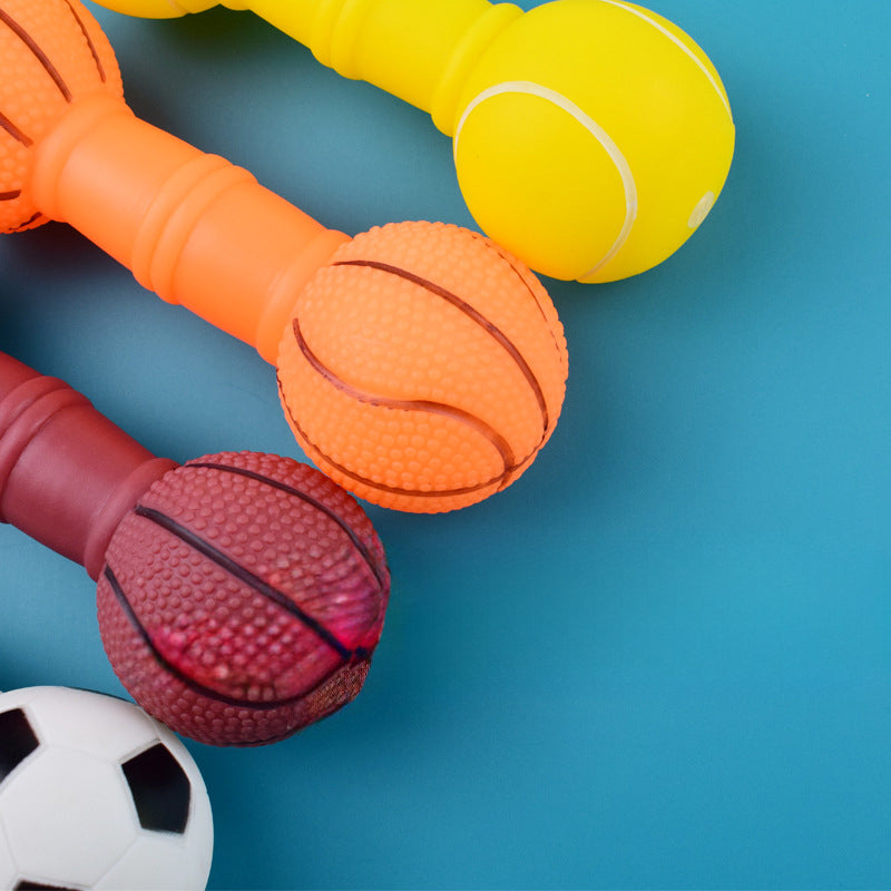 KFX-1089597 Squeaky Football Dumbbell Dog Chew Toy, Non-Toxic PVC, Soft & Fun Design