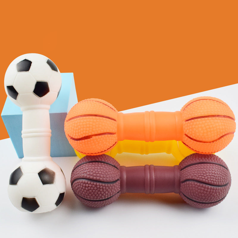 KFX-1089597 Squeaky Football Dumbbell Dog Chew Toy, Non-Toxic PVC, Soft & Fun Design
