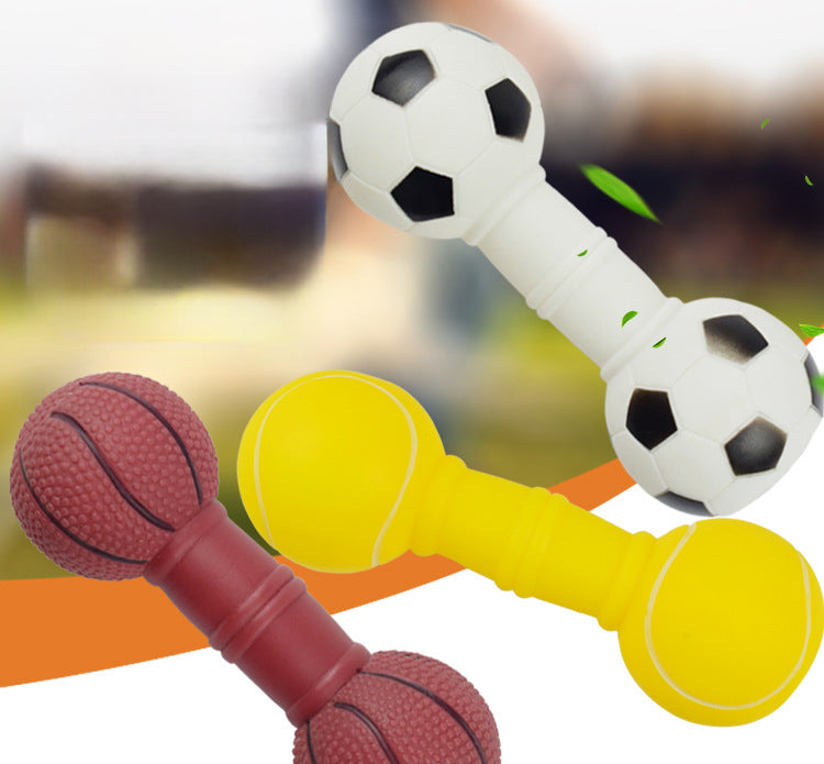 KFX-1089597 Squeaky Football Dumbbell Dog Chew Toy, Non-Toxic PVC, Soft & Fun Design