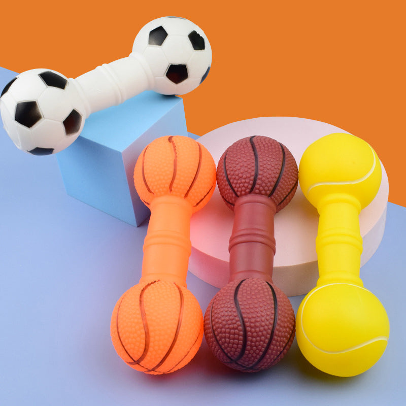 KFX-1089597 Squeaky Football Dumbbell Dog Chew Toy, Non-Toxic PVC, Soft & Fun Design