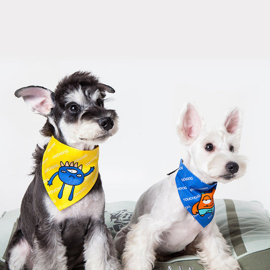 KFX-1089725 Pet Cartoon Print Triangle Scarf for Playful Pets