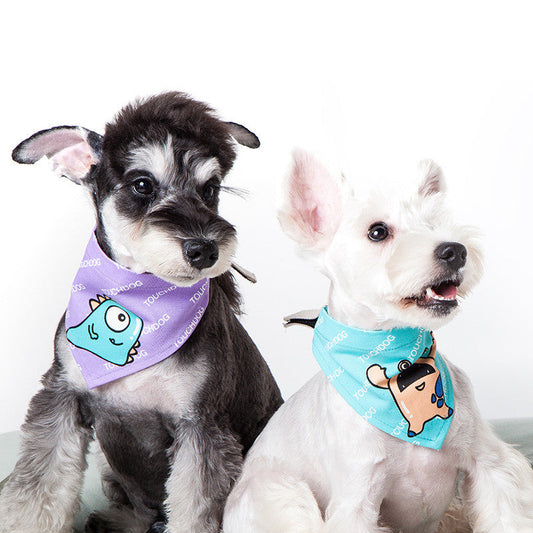 KFX-1089725 Pet Cartoon Print Triangle Scarf for Playful Pets