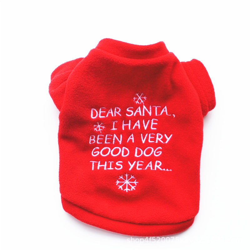 KFX-1090493 Christmas-Themed Polar Fleece Dog Apparel in Red, Green, and Snowman Styles