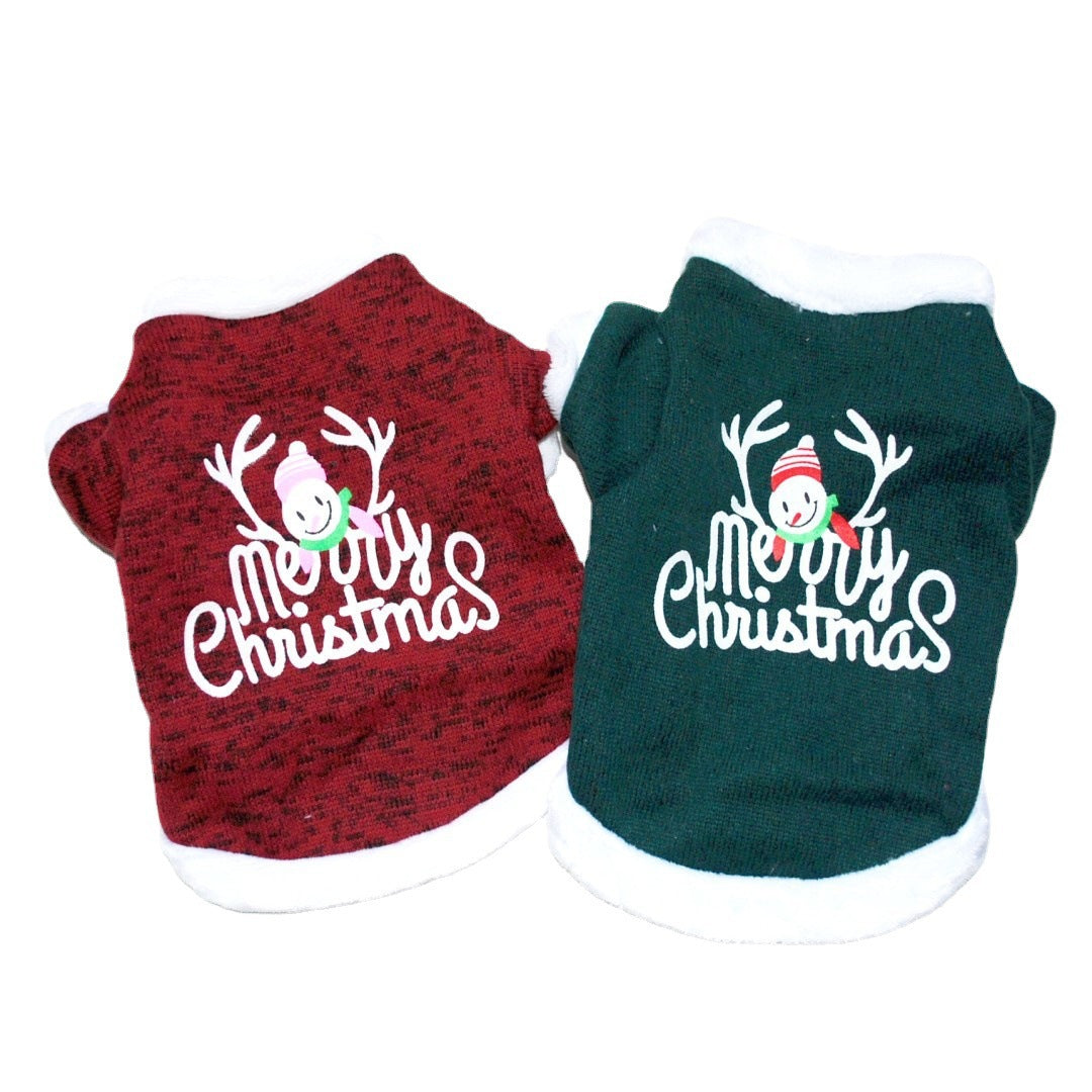 KFX-1090493 Christmas-Themed Polar Fleece Dog Apparel in Red, Green, and Snowman Styles