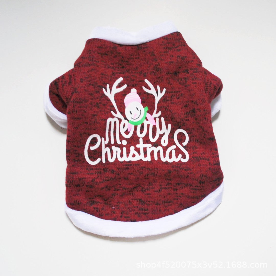KFX-1090493 Christmas-Themed Polar Fleece Dog Apparel in Red, Green, and Snowman Styles