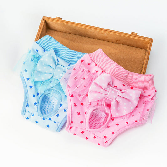 KFX-1092669 Female Canine Menstrual Safety Pants with Bowknot Design - Multiple Colors and Sizes Available