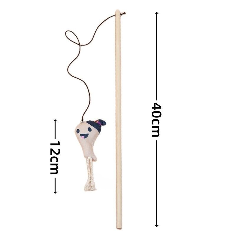 KFX-1092925 Cute Plush Pumpkin Halloween Cat Teaser Stick - 40cm, Multiple Designs Available