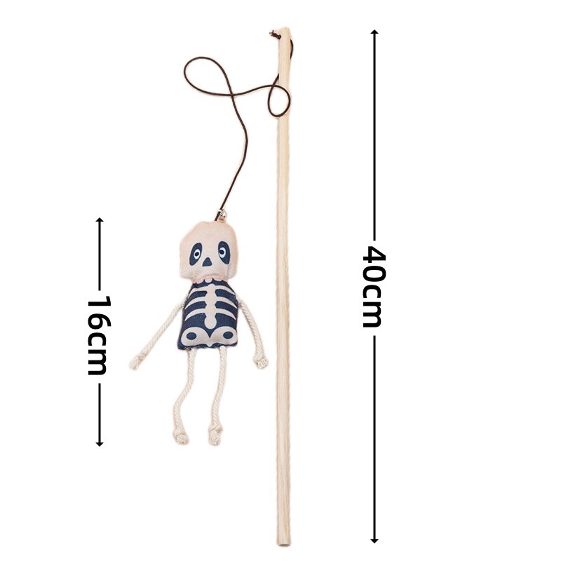 KFX-1092925 Cute Plush Pumpkin Halloween Cat Teaser Stick - 40cm, Multiple Designs Available
